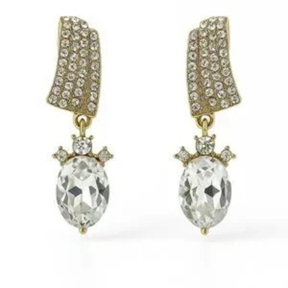 Elegant Gold and Silver Crystal Drop Earrings
